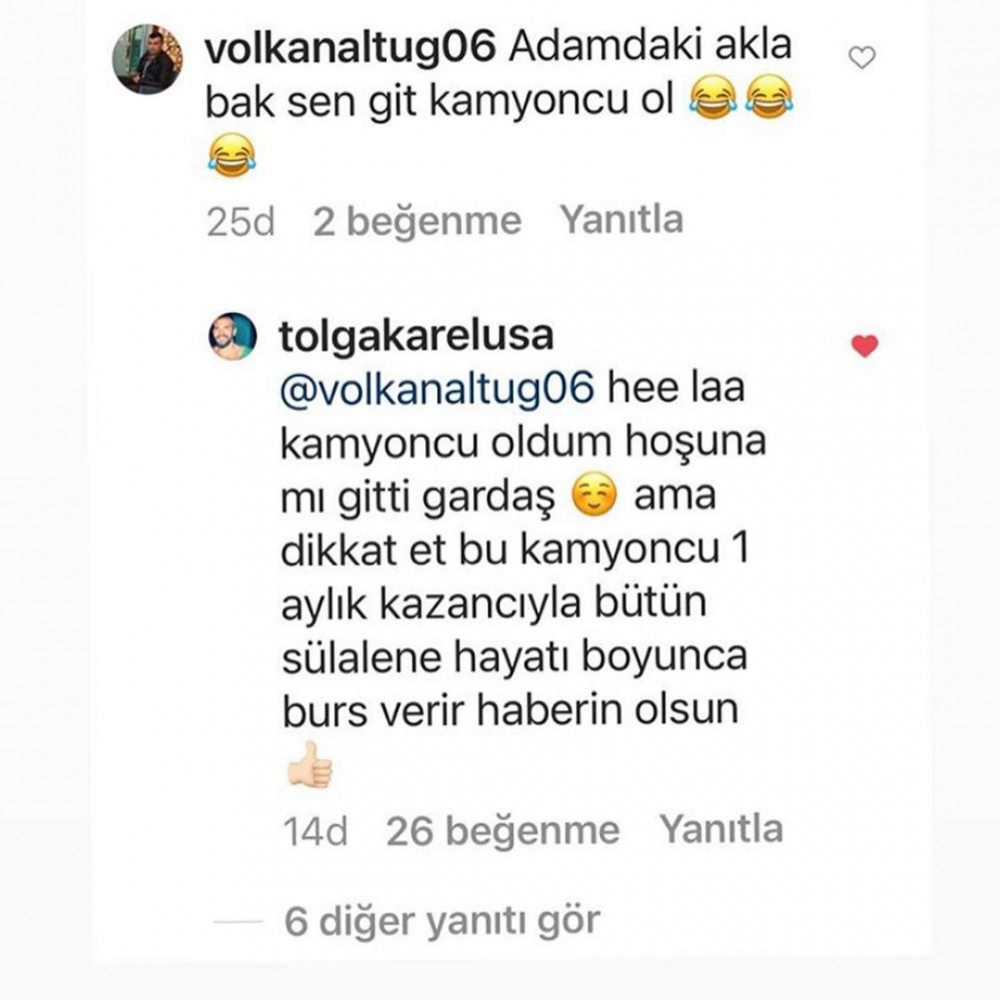 Tolga Karel kamyoncu yanit